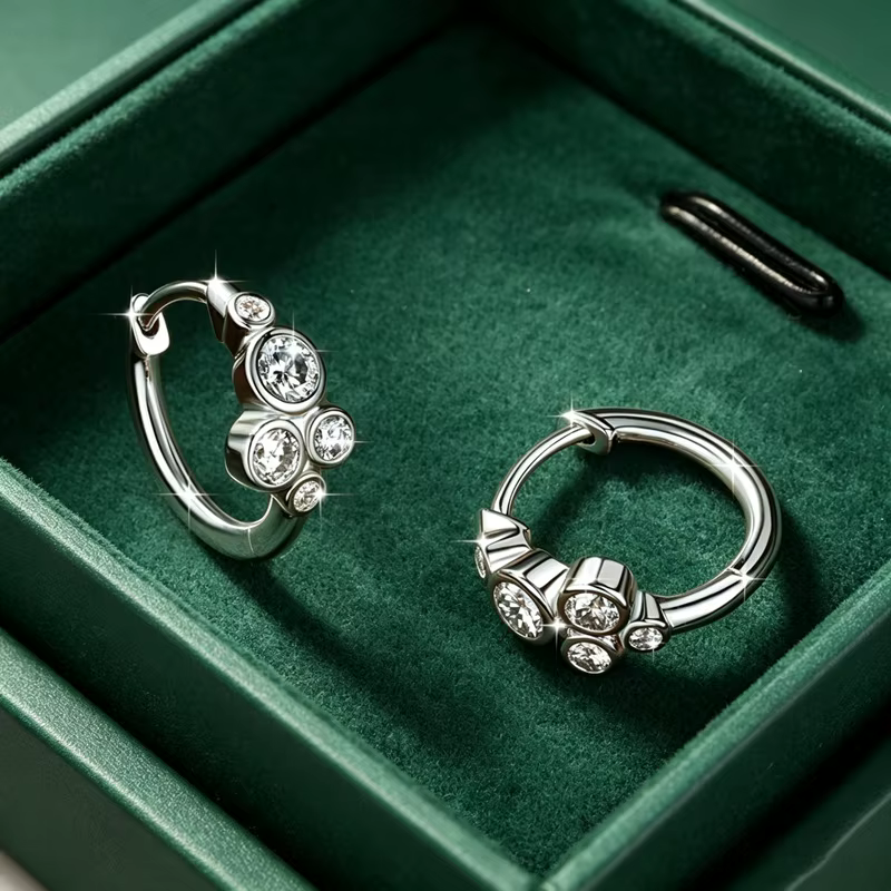 Lnngy – boucles d'oreilles rondes en Moissanite pour femmes