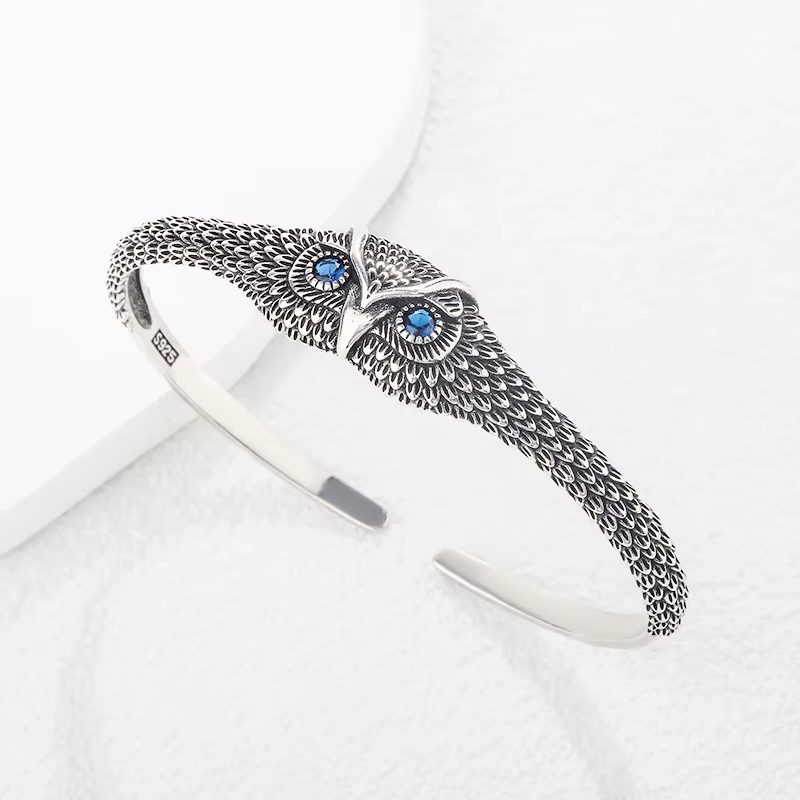 Bracelet d'ouverture rebrodé en argent regardé 925 pour femme