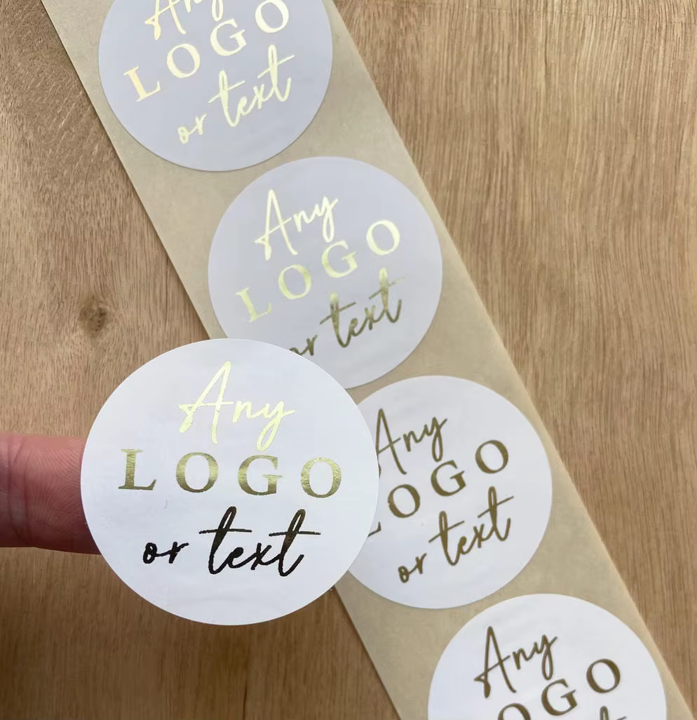 Autocollants de mariage personnalisés avec texte en feuille d'or brillante