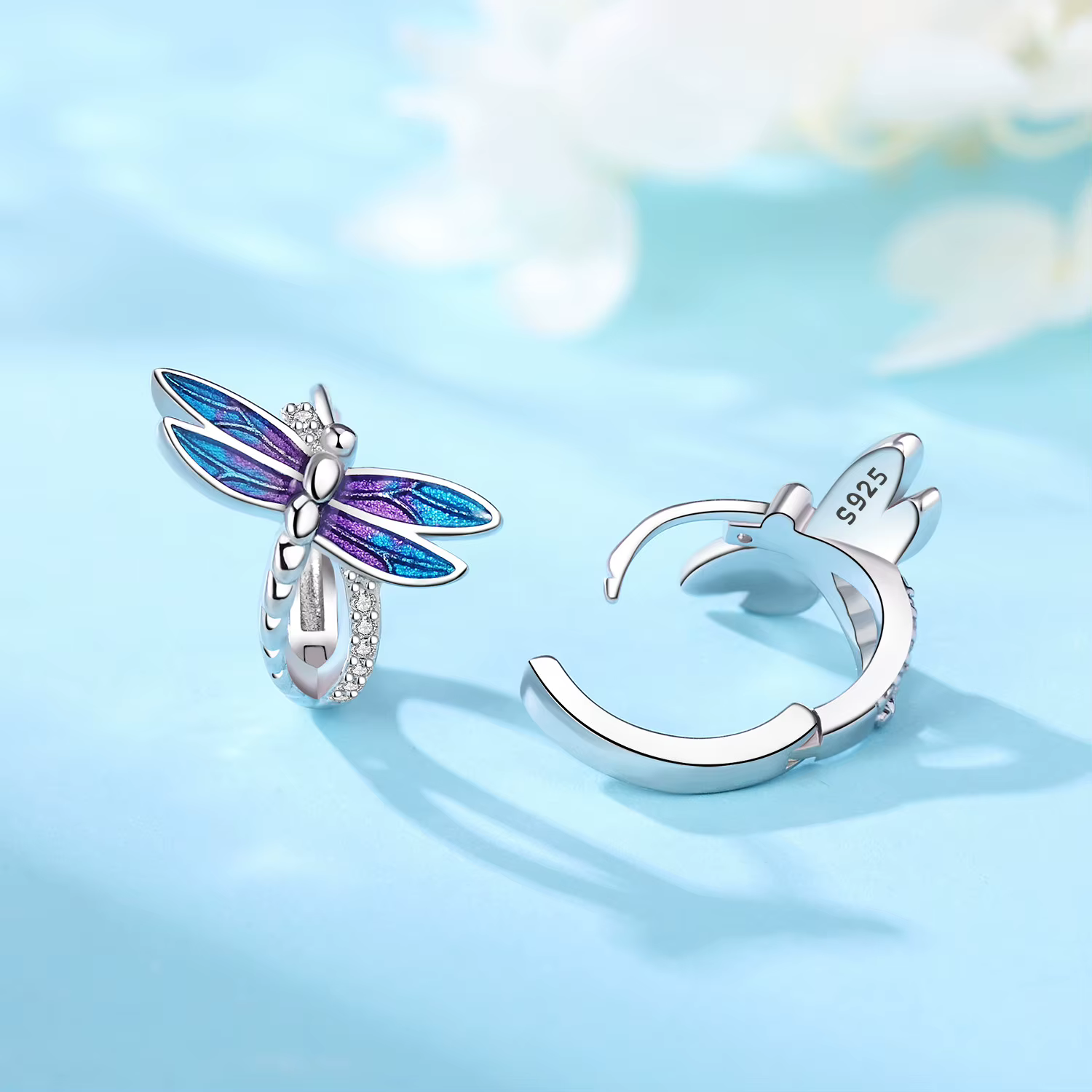Boucles d'oreilles libellule en argent Sterling 925