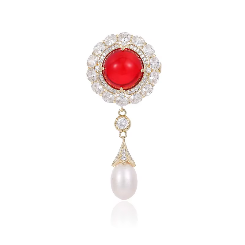 Broches pendentifs vintage en perles d'eau douce naturelles pour femmes