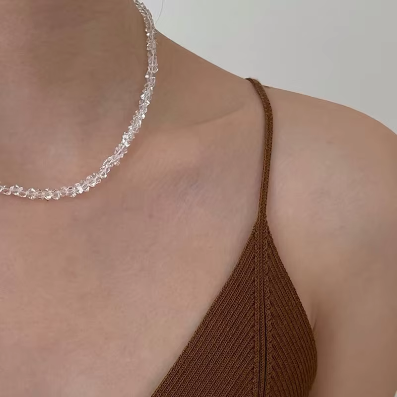 Collier ras du cou en cristal de verre cou pour femmes