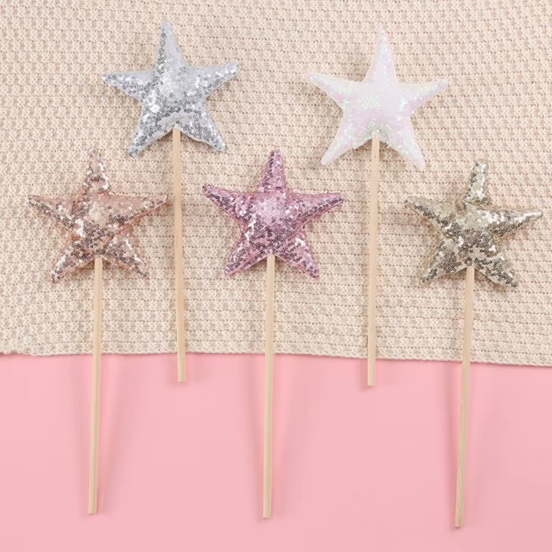 INS bébé douche fille paillettes rose couronne garçon fête d'anniversaire chapeaux scène Performance bandeau étoile fée bâton