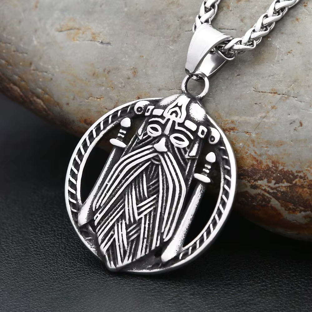 Collier pendentif Viking Odin en acier inoxydable pour homme