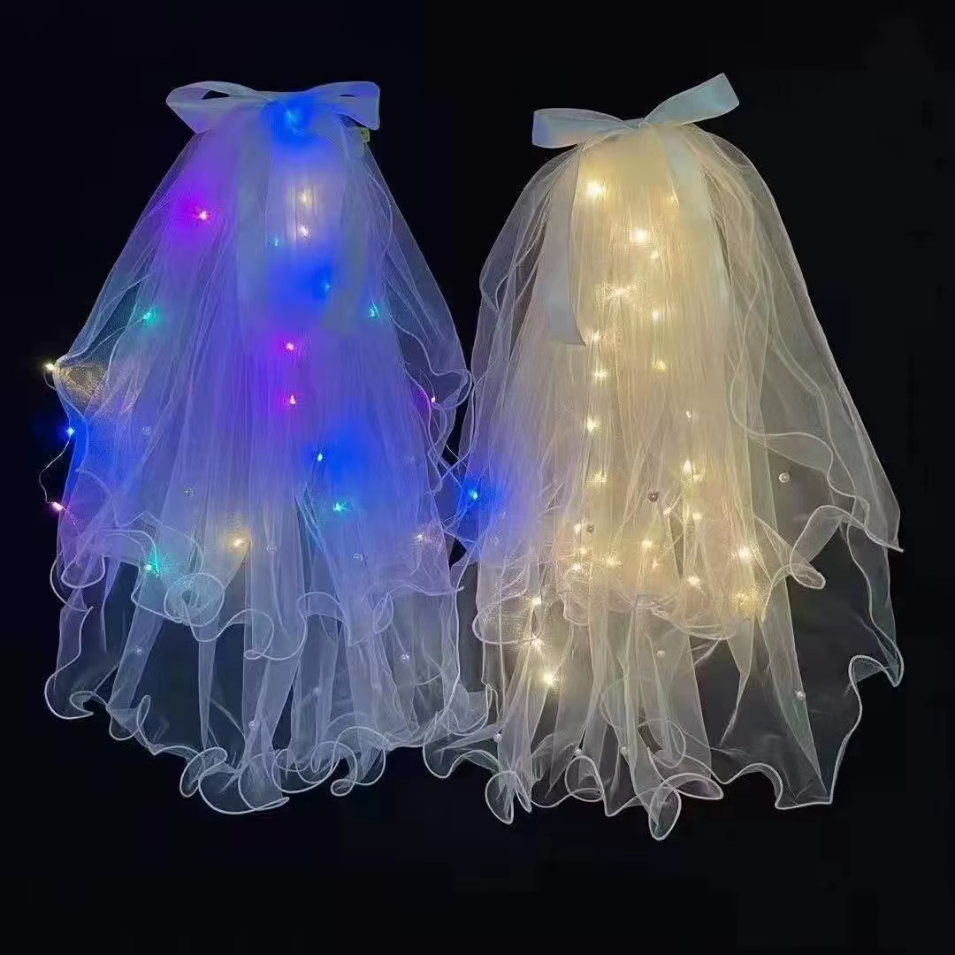 LED mariée voile de mariage éclairer voiles
