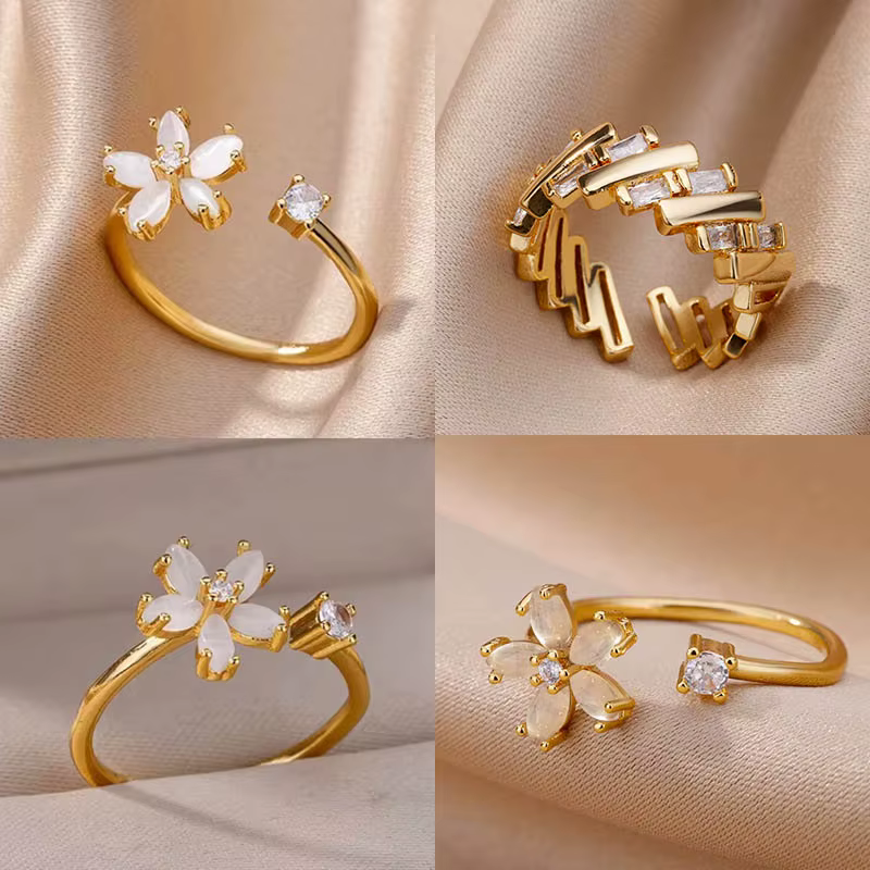 Bagues à fleurs opale pour femmes