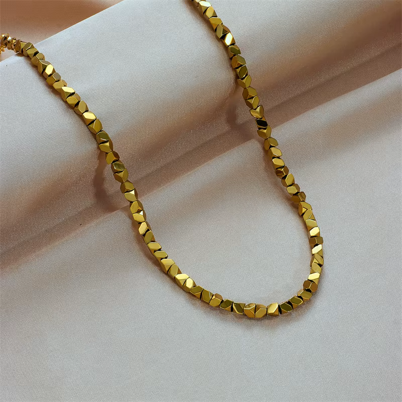 DIEYURO 316L acier inoxydable couleur or géométrique superposition Collier pour femmes filles chaîne rétro Simple