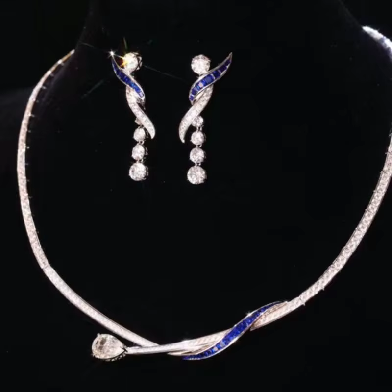 Ensembles de bijoux en argent regardé 925 pour femmes