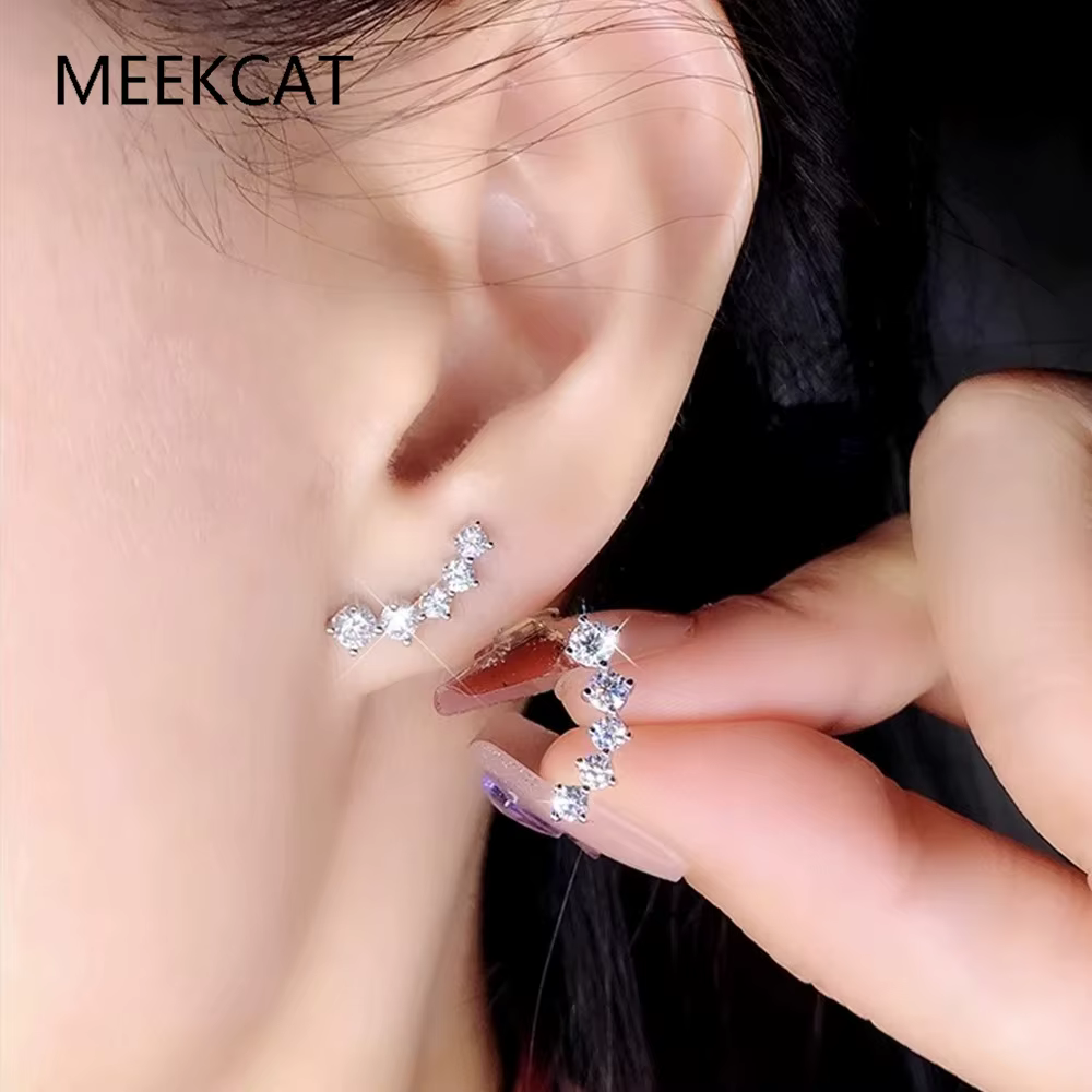 Boucles d'oreilles clous en moissanite couleur D véritable pour femme
