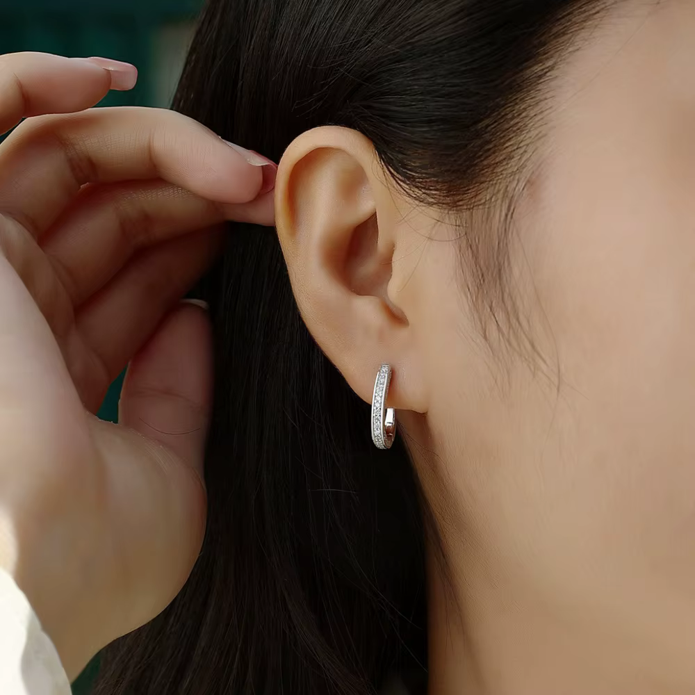 Bijoux fins 925 en argent Sterling 3EX VVS1 D couleur véritable Moissanite diamant gemmes mode boucles d'oreilles pour