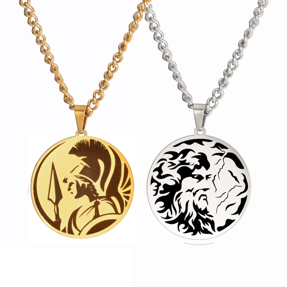 Dawapara Vintage ancien guerrier grec pendentif déesse égyptienne Athena Aphrodite Artemis Apollo symbole amulette en acier inoxydable