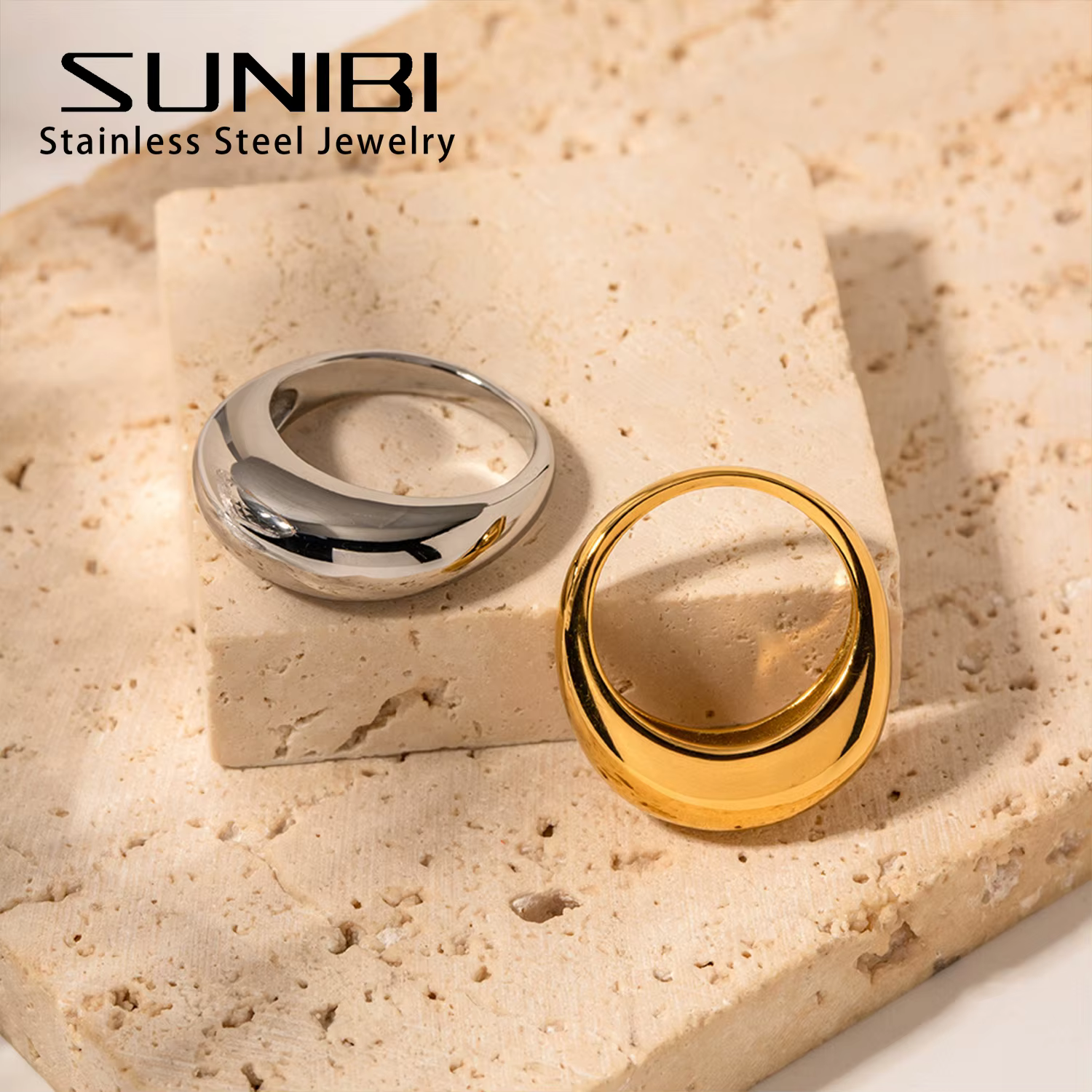 SUNIBI mode Simple en acier inoxydable anneaux pour femmes Arc