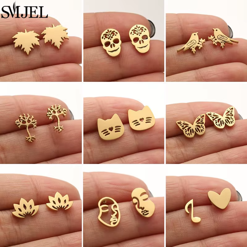 Boucles d'oreilles dorées en acier inoxydable pour femmes