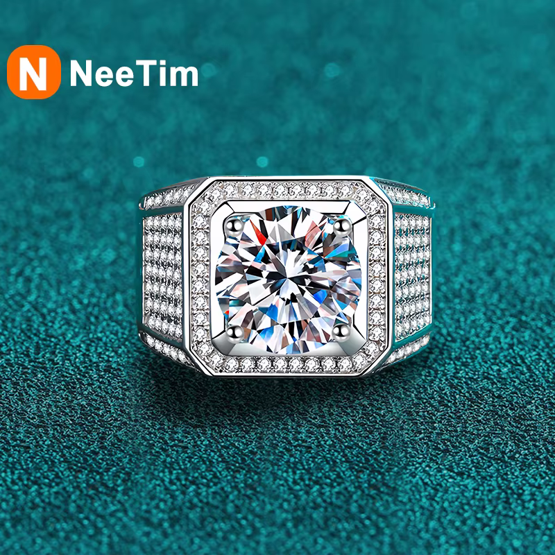 D couleur 10 Carat Moissanite bague pour hommes S925 argent Sterling plaqué avec or blanc luxe homme