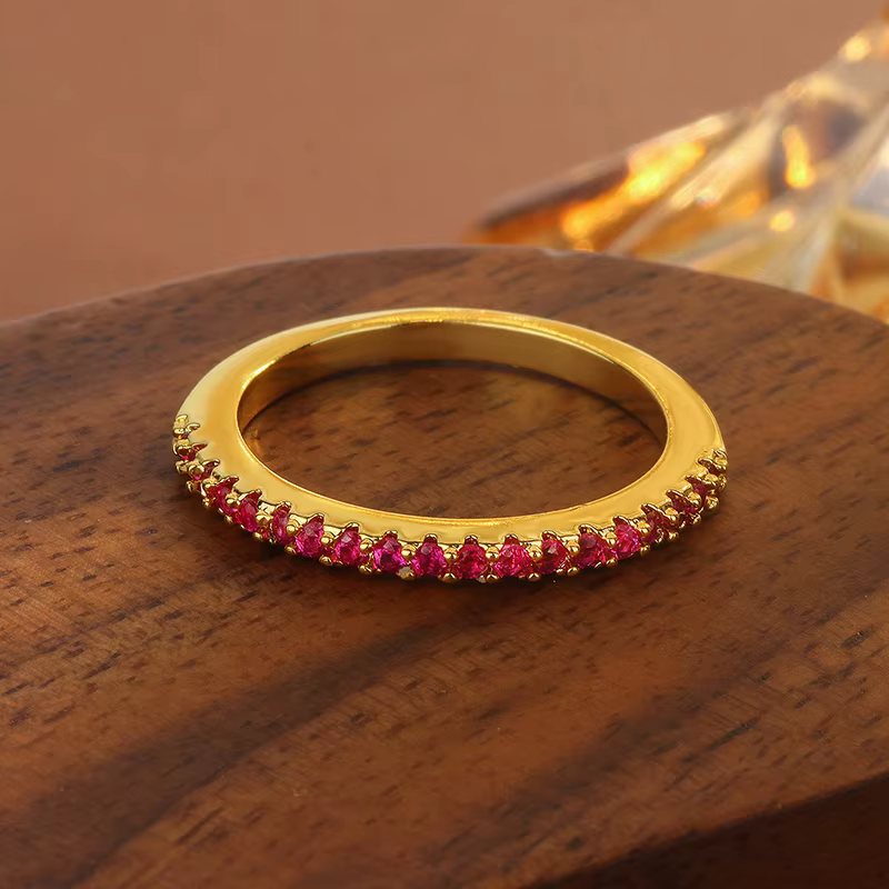 【Besteller】 Bague sertie de canal rose plaqué or 18 carats pour femme