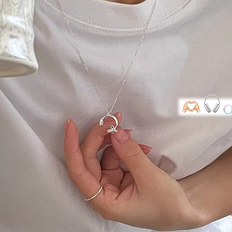 ANENJERY Collier avec pendentif nœud papillon couleur argent pour femmes