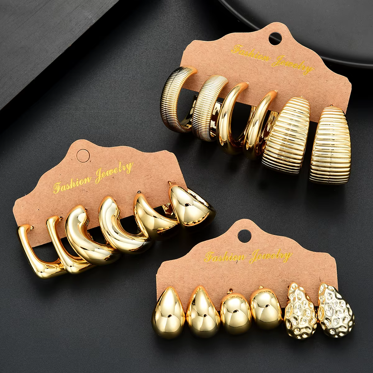 18 pièces/ensemble Vintage Punk goutte d'eau cerceau boucle d'oreille pour les femmes mode or argent couleur exagérée