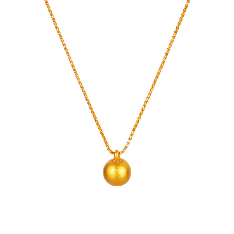 Collier avec Pendentif en Forme de Boule de Sable et Or pour Femme