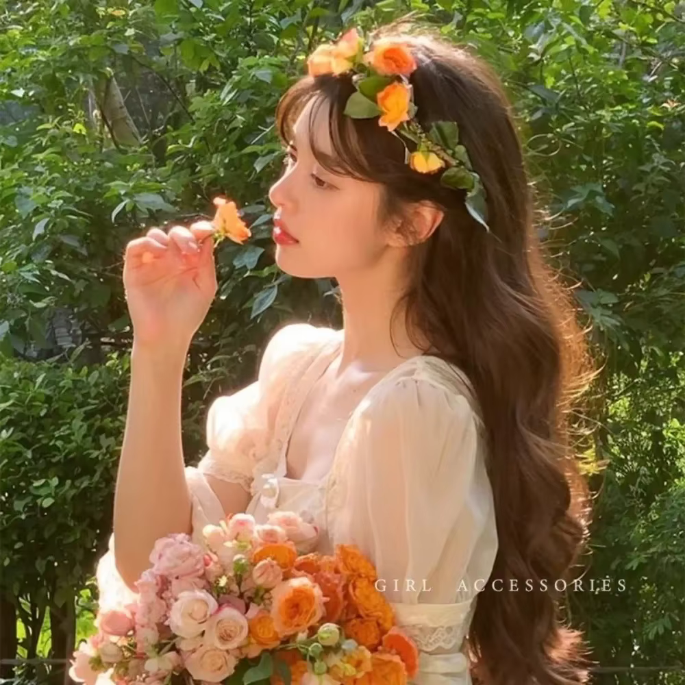 Fille couronnes de fleurs guirlande couronne diadème mariage Baroque bandeau cheveux fleur