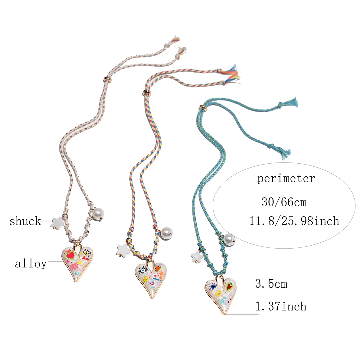 Collier avec pendentif en forme de cœur en corde nouée à la main