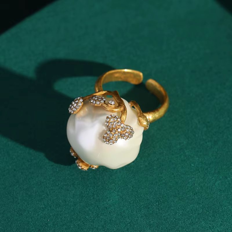 Bagues de mariée Vintage baroques en perles d'eau douce pour femmes
