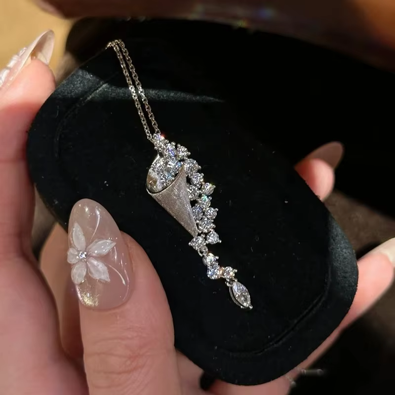 ENSHIR – collier avec pendentif en Zircon scintillant pour femmes