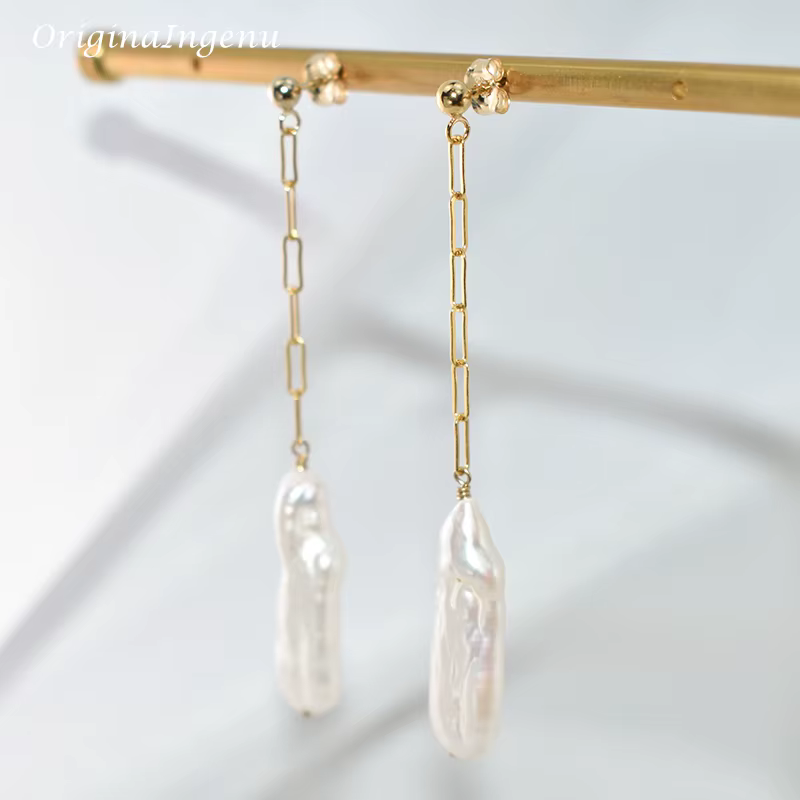 Boucles d'oreilles en perles baroques faites à la main pour femmes