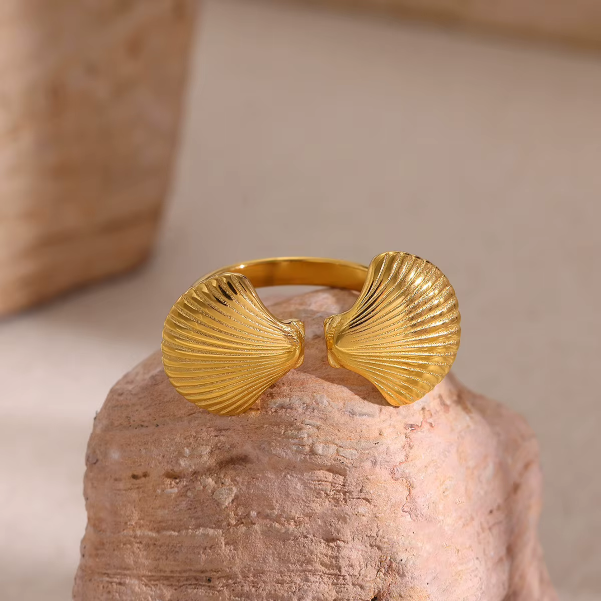 Anillos à fleurs couleur or pour femmes
