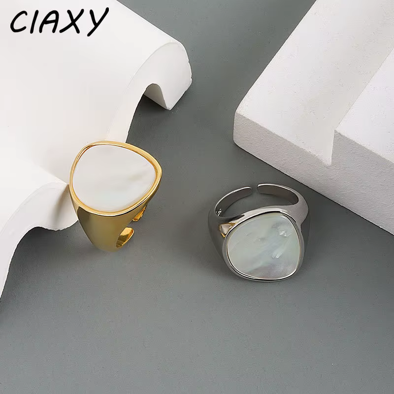 CIAXY – bague ouverte en nacre blanche pour femmes