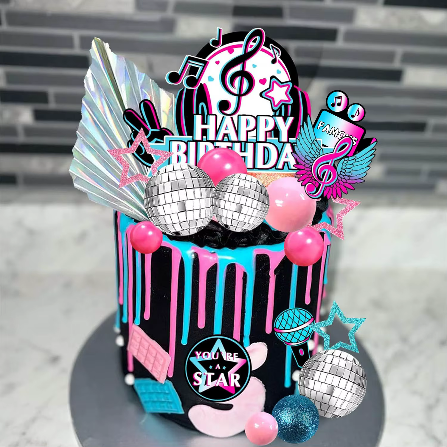 Ensemble de décorations de gâteau musical STAR FAMOUS