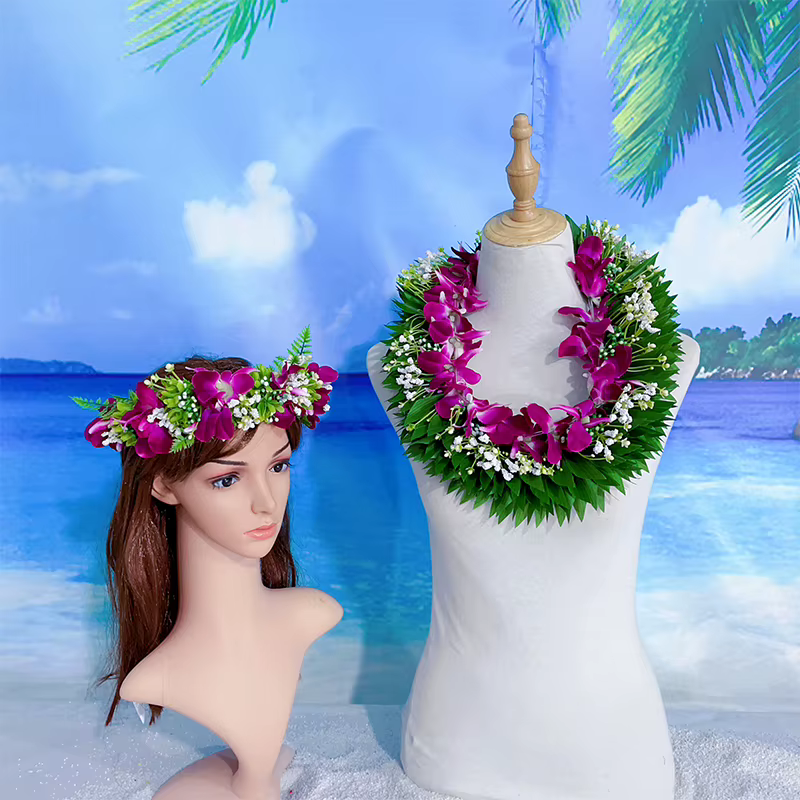 Orchidée Romantique avec Cuir oral elu Tongan Lei
