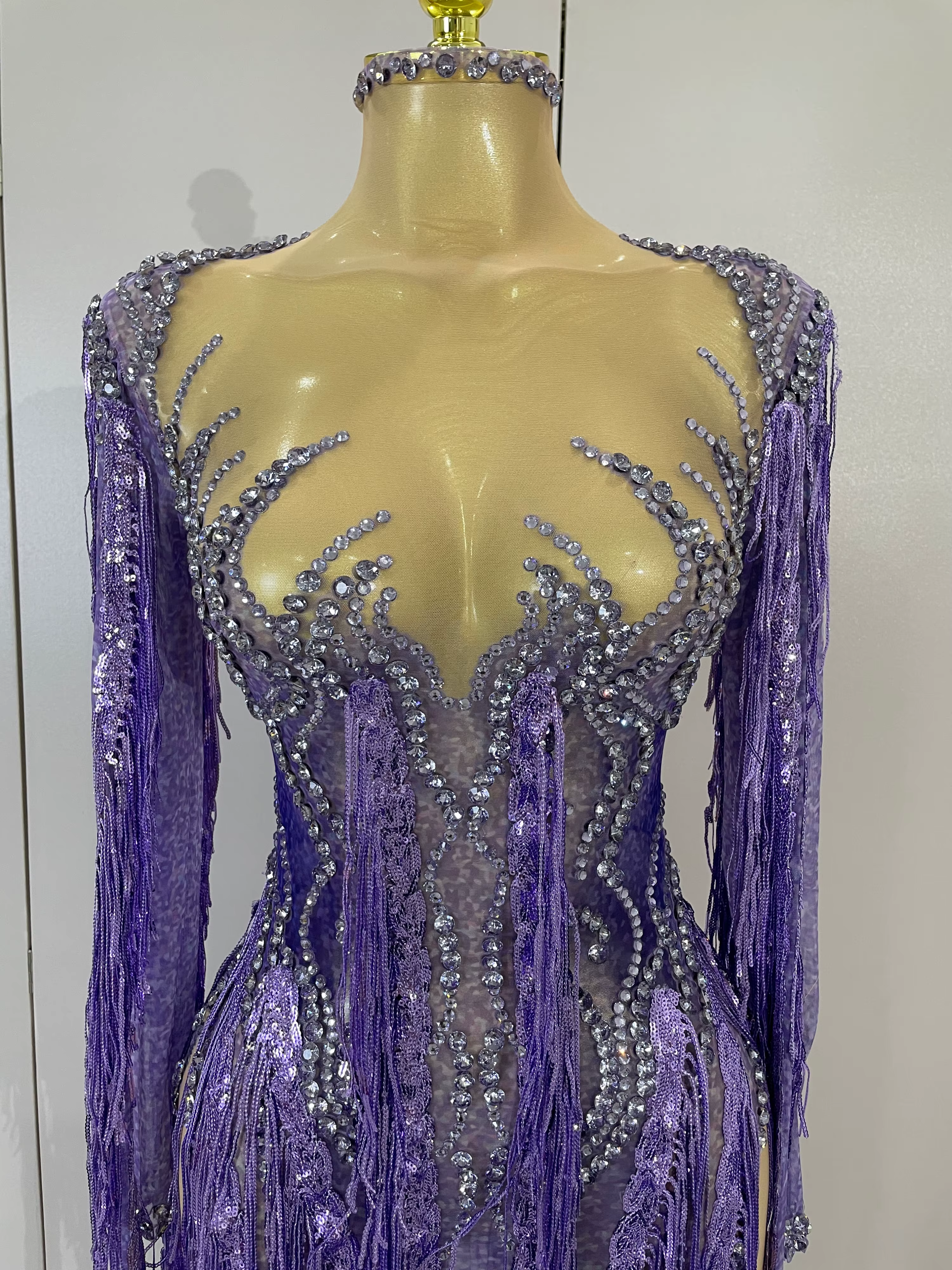 Robe longue transparente en maille pour femme