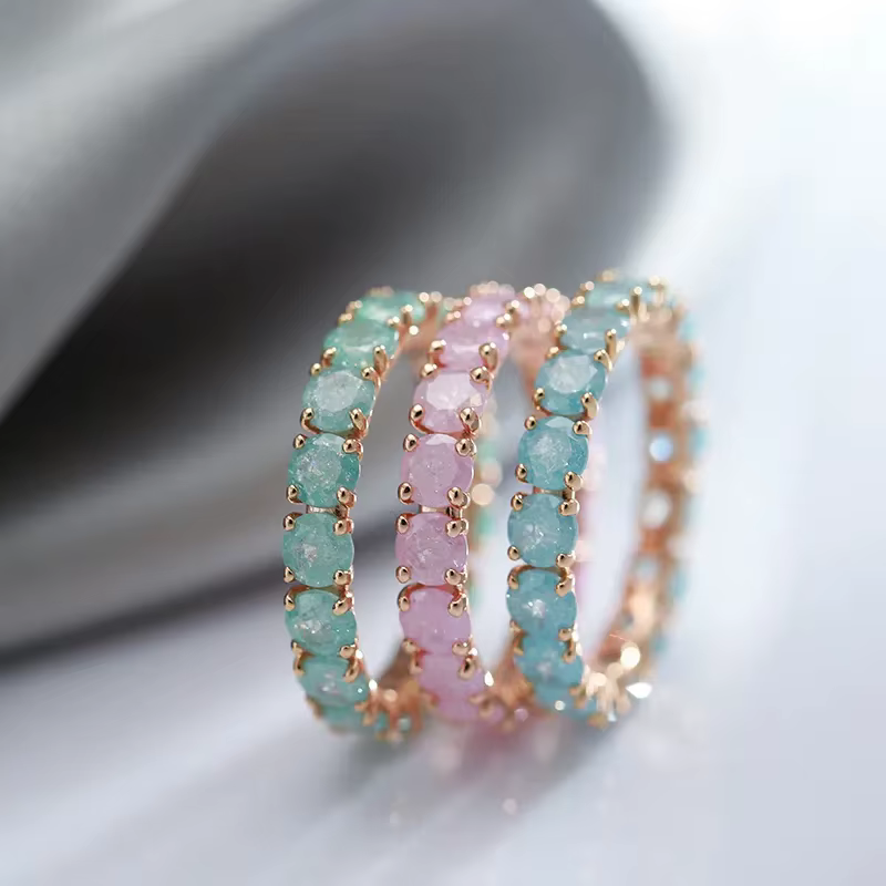Wbmqda-Bague en pierre narmulticolore pour femme