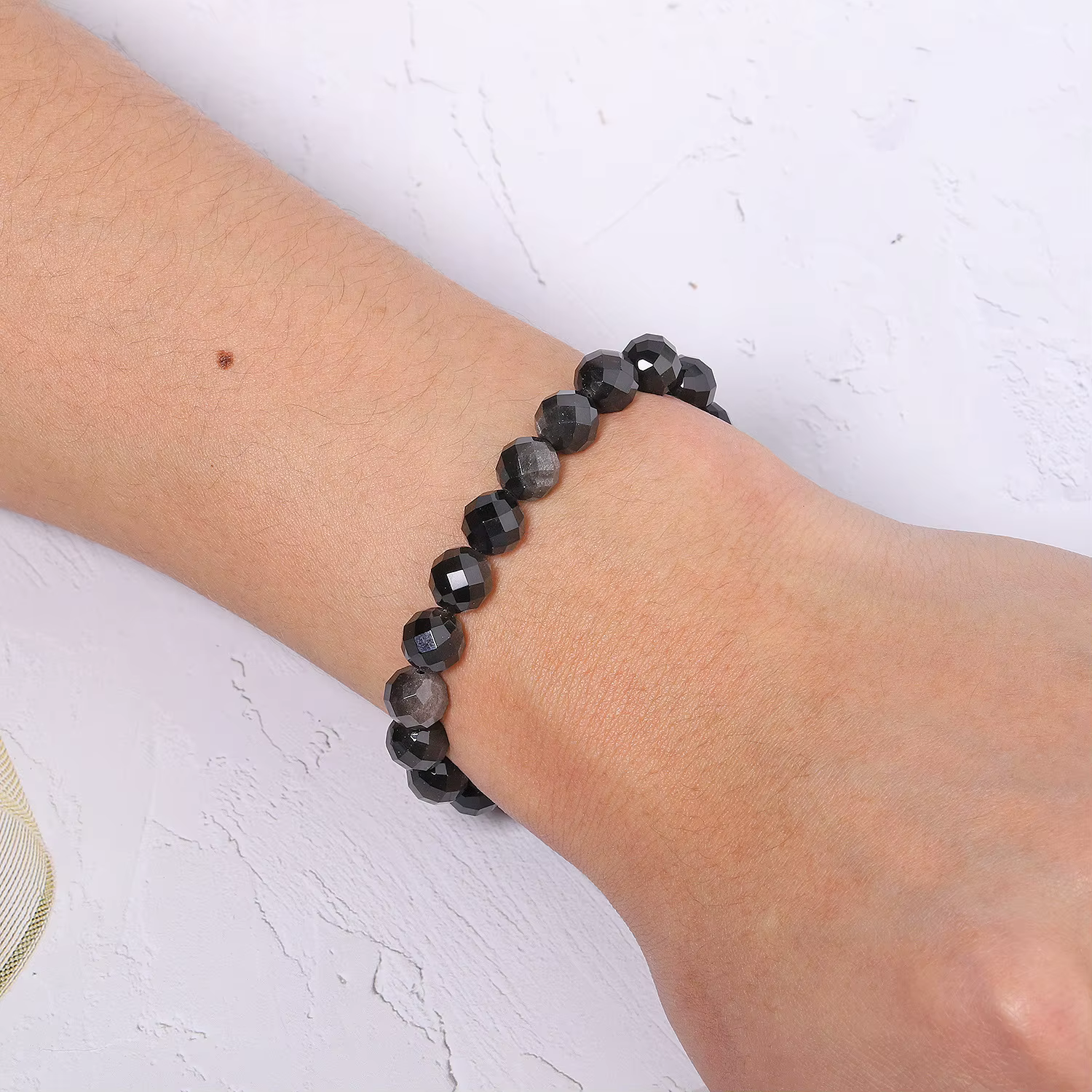 Perles en pierre d'obsidienne couleur argent naturel 6mm 8mm 10mm