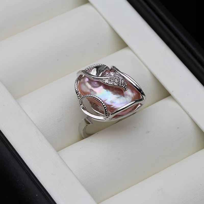 Bagues en perles baroques d'eau douce véritable pour femmes