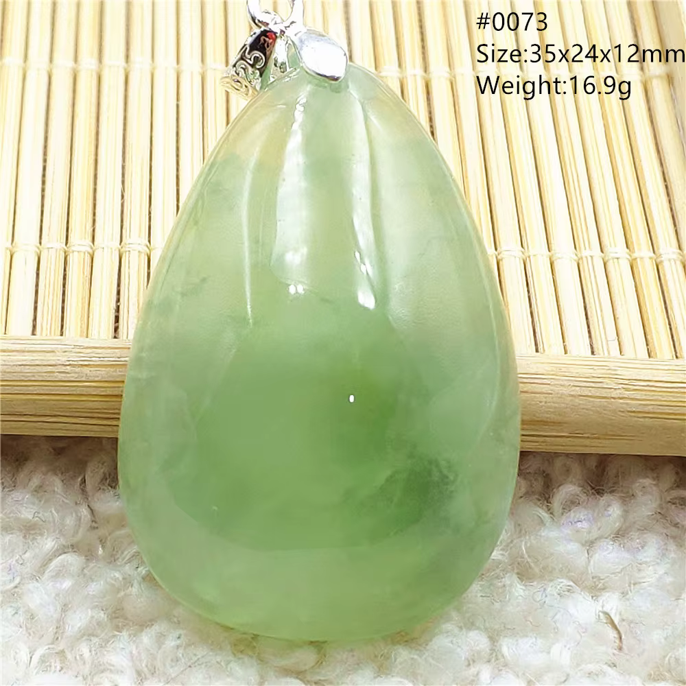Pendentif en Perles de Préhnite Verte Naturelle