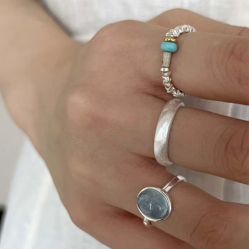 Bagues bohèmes rétro en opale pour femmes