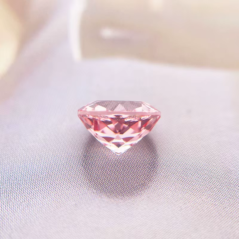 Saphir de laboratoire taille ronde couleur rose Morgan pour la fabrication de bijoux DIY
