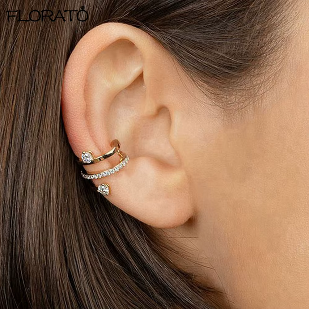 Réinitialisation d'oreille en cristal de serpentin de style minimaliste pour dames