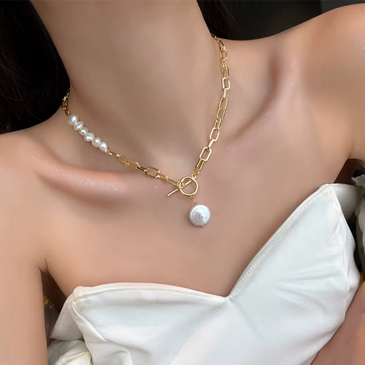 Bijoux originaux 100% naturel Baroque perle d'eau douce 14K or rempli femme asymétrie collier pour femmes cadeaux ne se décolore pas