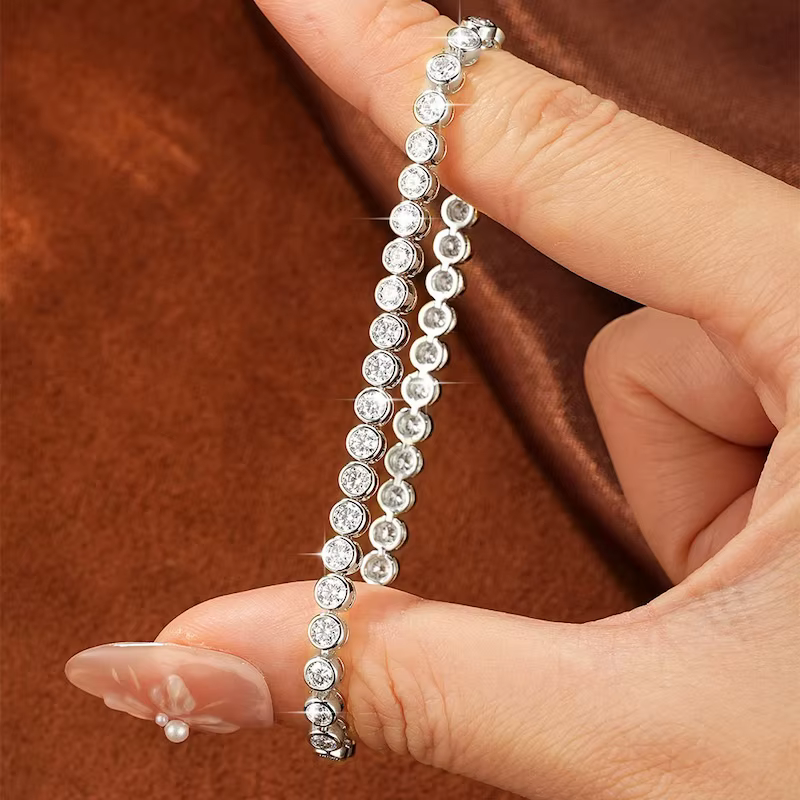 Bracelet Tennis Rrjzz Éclatant en Moissanite D-Color de 3 mm