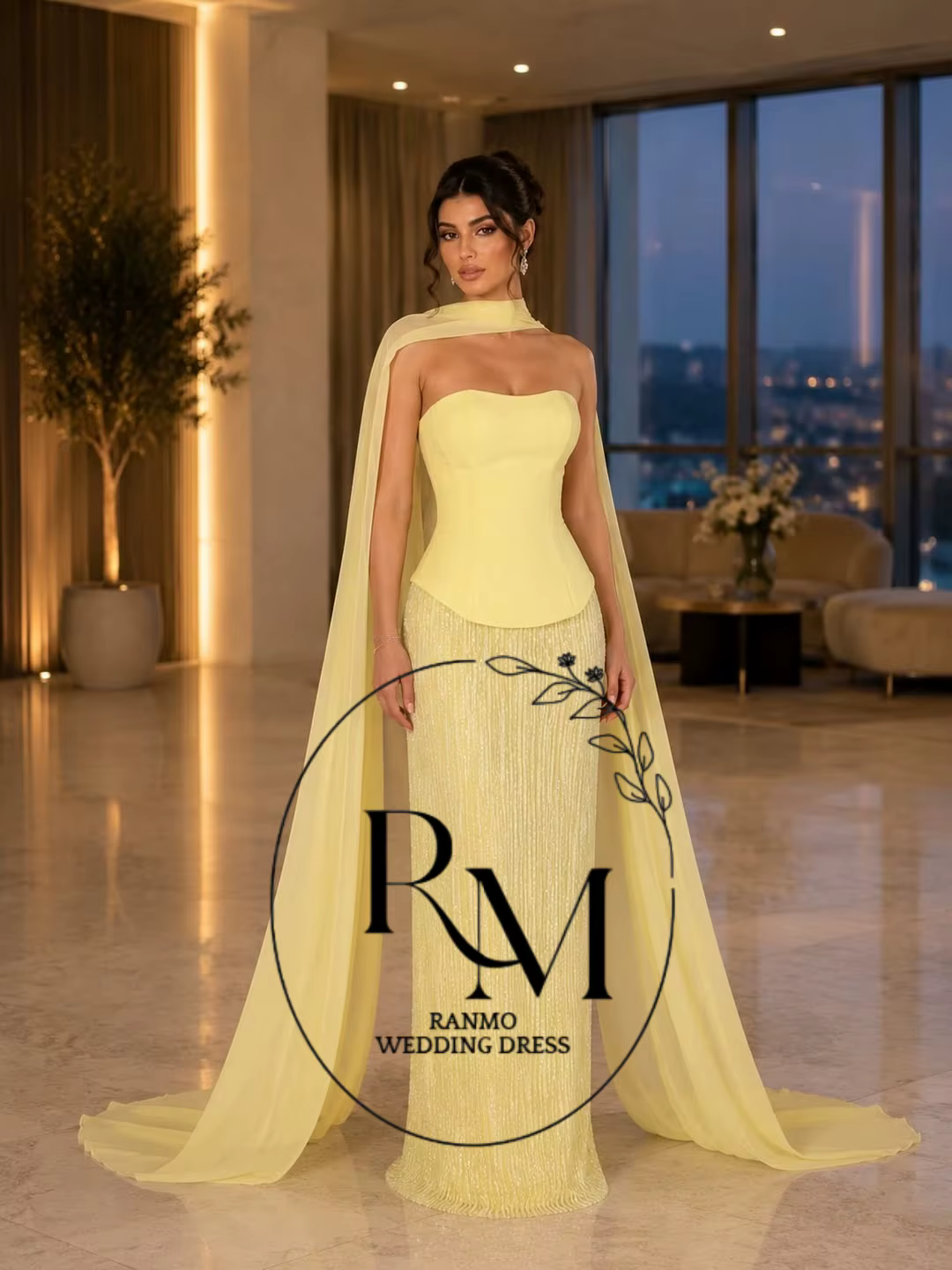 Robe de soirée jaune Ranmo Dubai Arabia