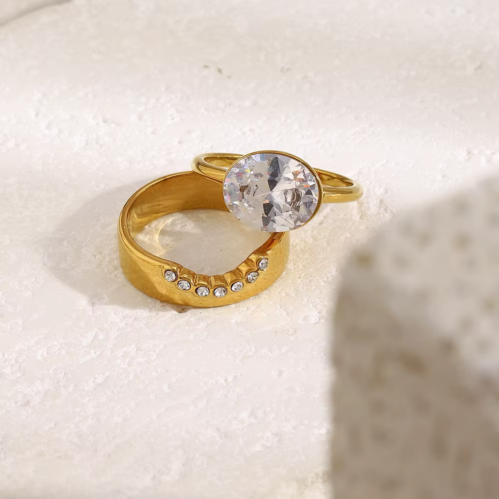 La. Muses – Double anneau ovale en Zircon pour femmes