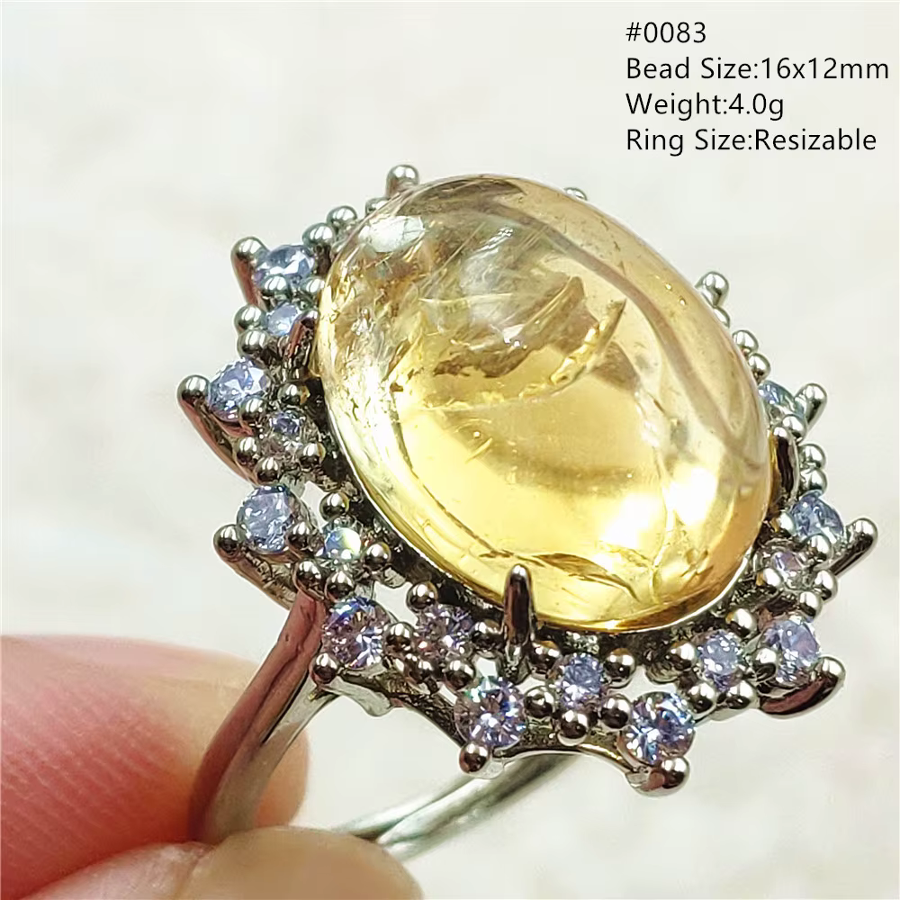 Bague réglable en Quartz Citrine jaune naturel