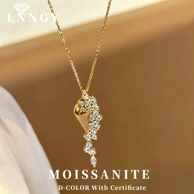 Collier en moissanite taille marquise/ronde
