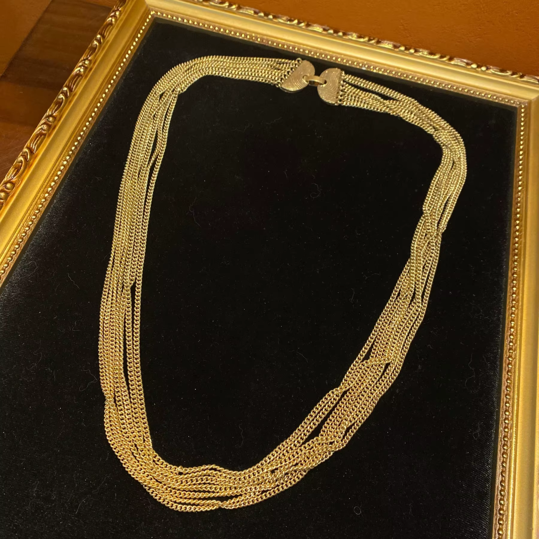 Collier multicouche en Bronze Antique occidental plaqué or 18 carats