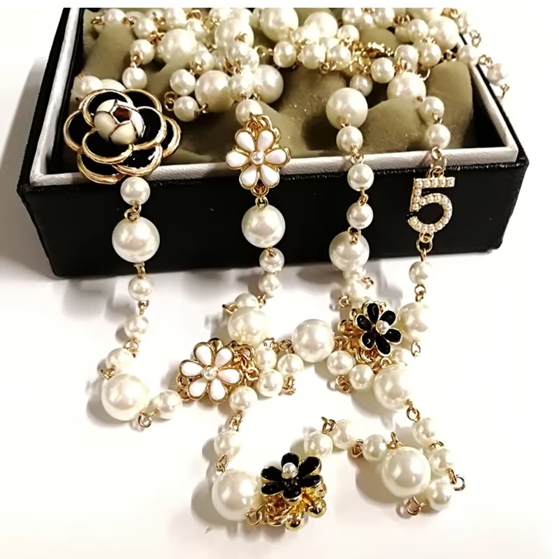 Collier Long en chaîne de pull de perles pour femmes, bijoux élégants, cadeau