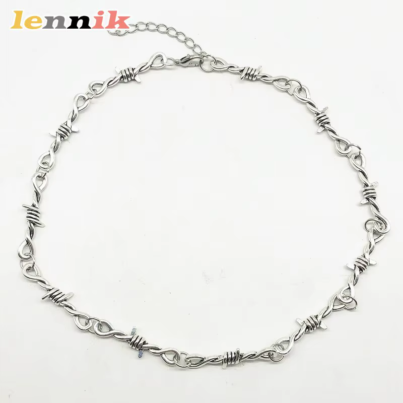 Bijoux LENNIK, collier chaîne en fil barbelé de style gothique punk hip-hop