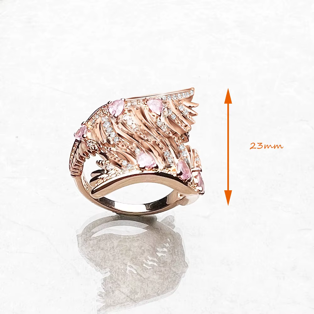 Bague aile de phénix couleur or Rose