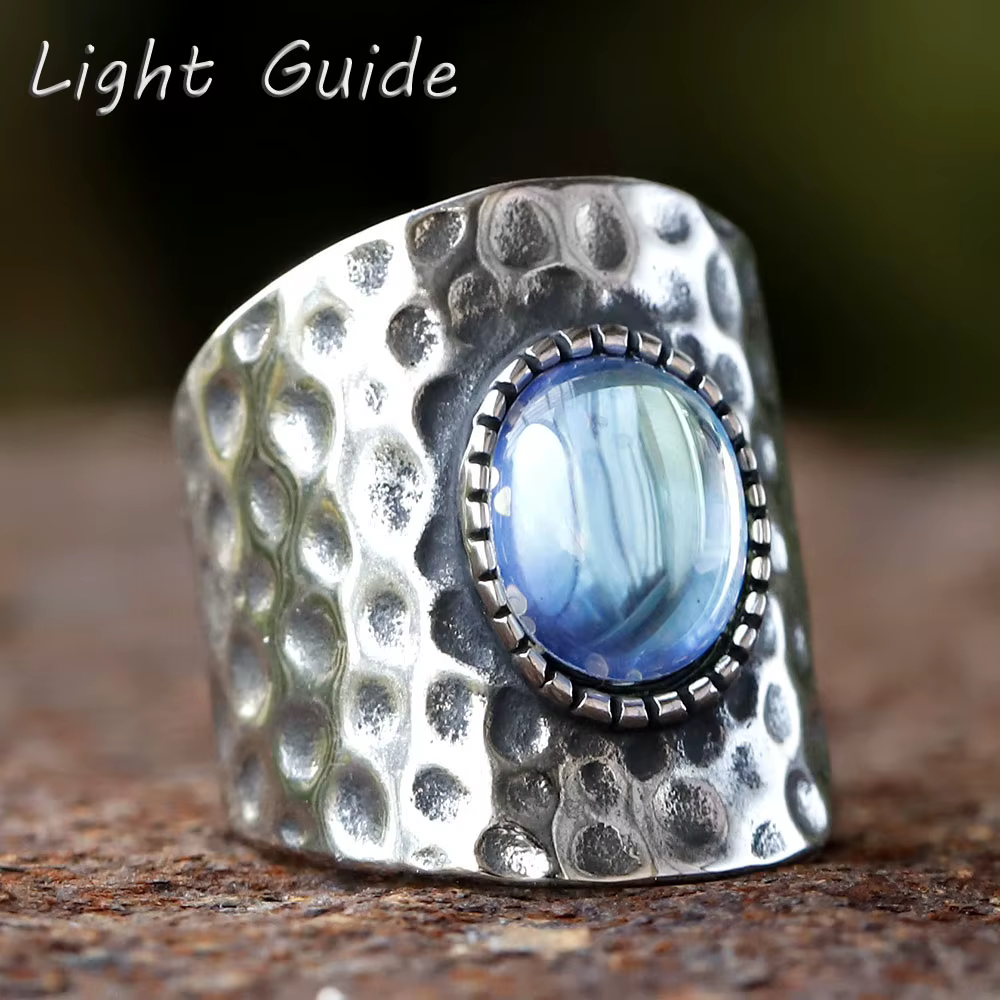 Bague en pierre d'opale narnaturelle pour hommes et femmes